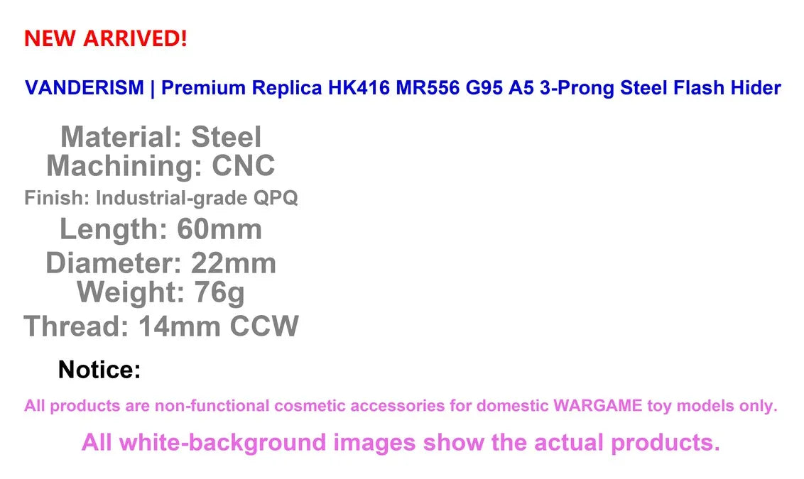 HK416 A5 Three Prong Steel Flash Hider (Pre-Order 50 Hari)