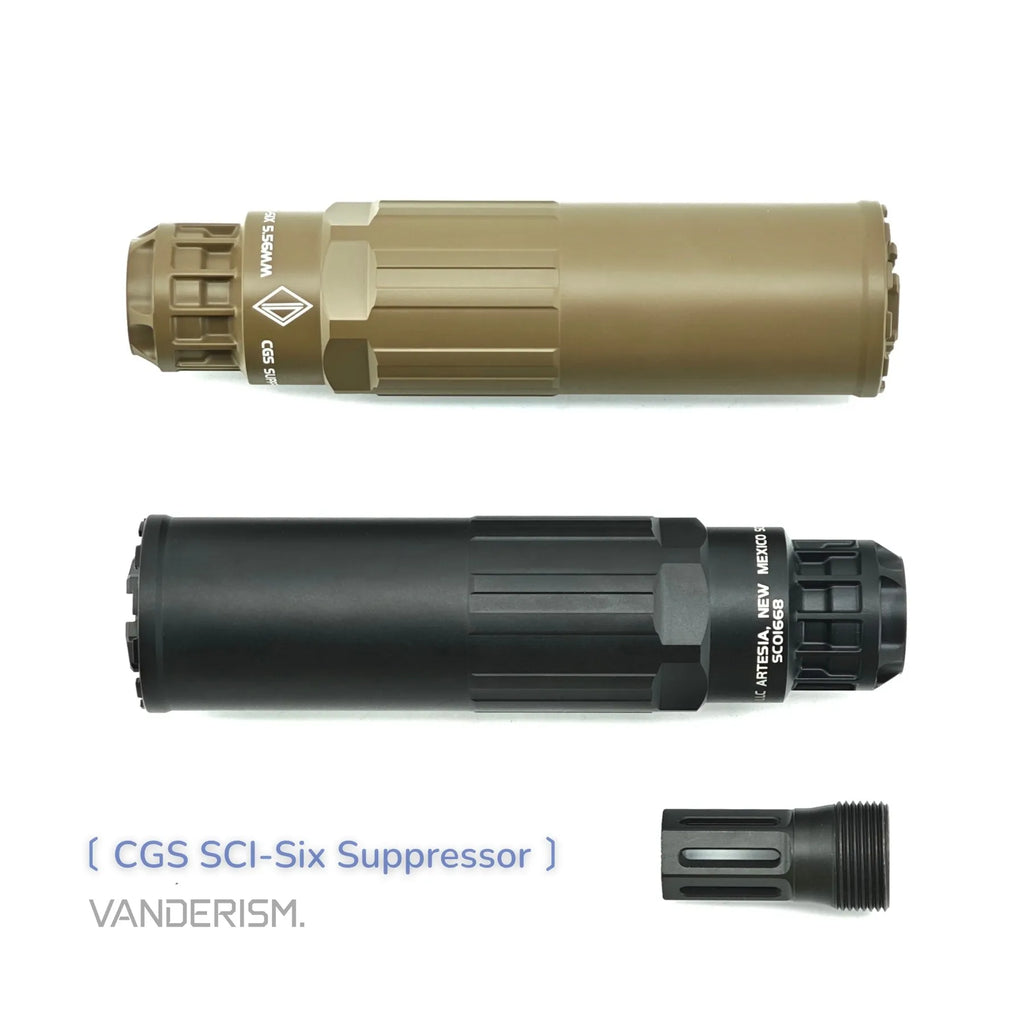 CGS SCI Six Steel Flash Hider and Mock Suppressor Set | Gel Blaster WGG WGB Airsoft (Pre-Order 50 Hari)