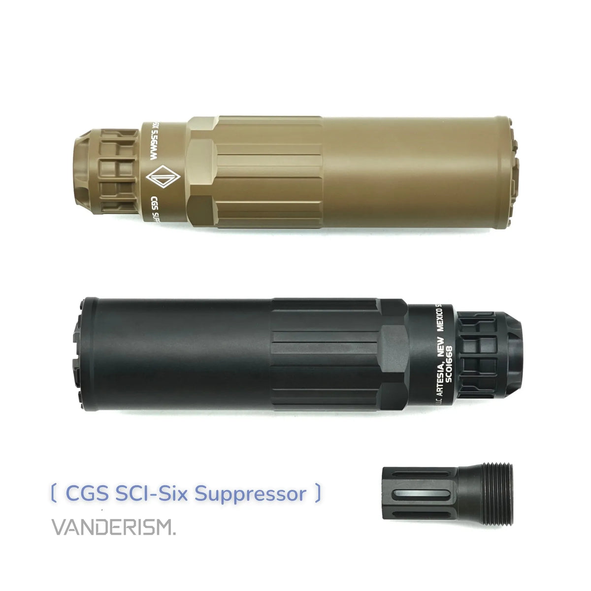 CGS SCI Six Steel Flash Hider and Mock Suppressor Set | Gel Blaster WGG WGB Airsoft (Pre-Order 50 Hari)