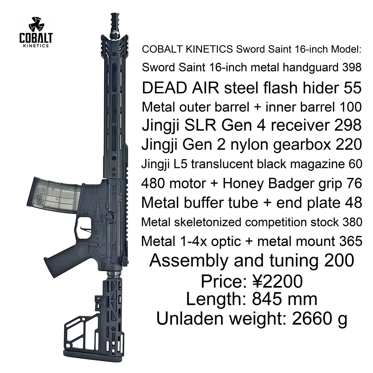 Cobalt Kinetics SLR Gen 4 Custom Gel Blaster (Pre-Order 50 Hari)