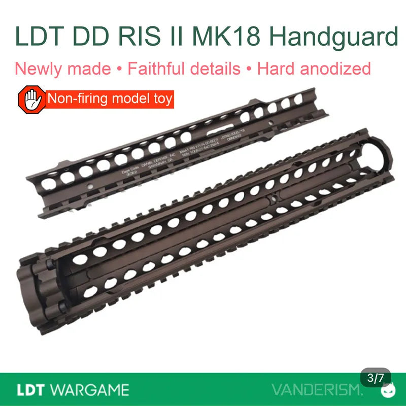 LDT DD RIS2 MK18 Replica Metal Rail Handguard, Hard-Anodized (Pre-Order 50 Hari)